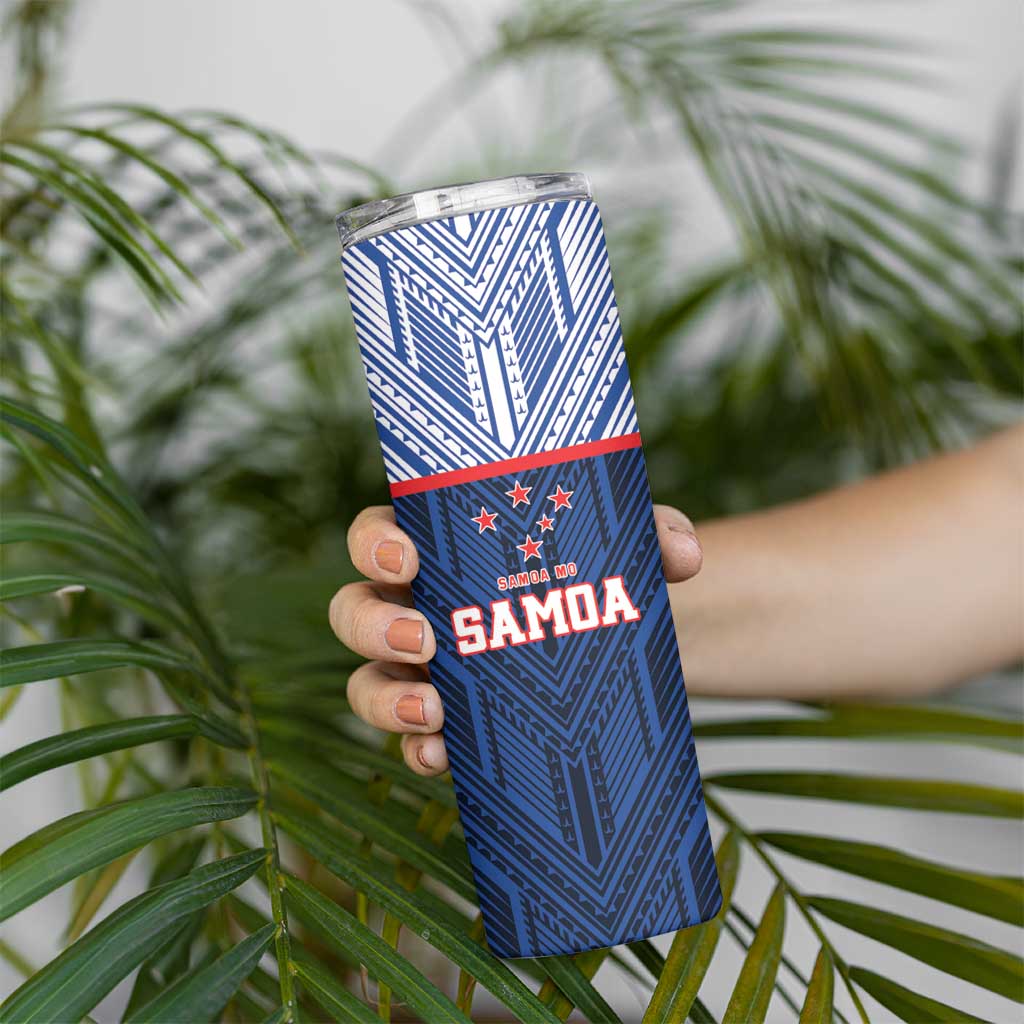 Custom Rugby Toa Samoa Skinny Tumbler Samoa mo Samoa Island Warrior Pride - Polynesian Pride