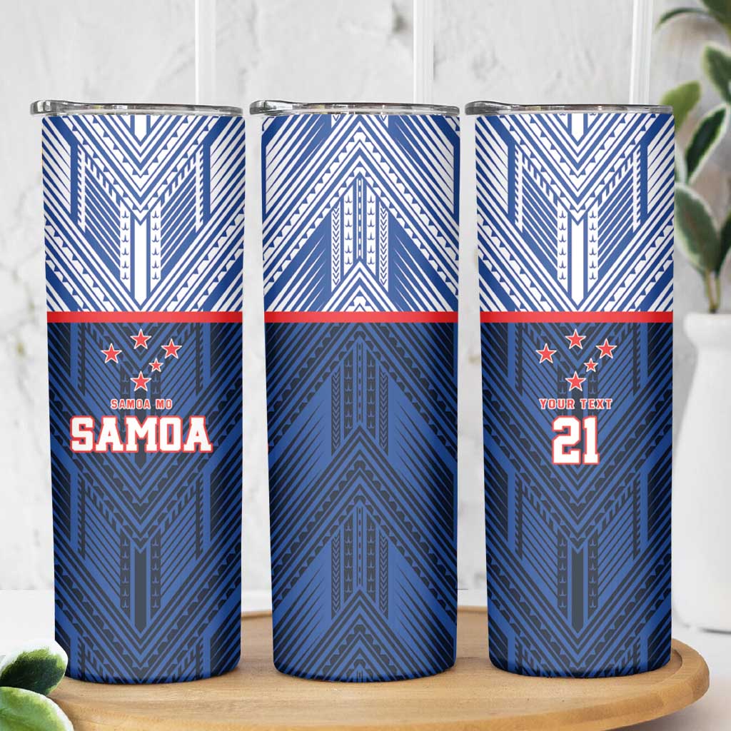 Custom Rugby Toa Samoa Skinny Tumbler Samoa mo Samoa Island Warrior Pride - Polynesian Pride