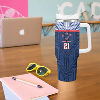 Custom Rugby Toa Samoa Tumbler With Handle Samoa mo Samoa Island Warrior Pride - Polynesian Pride