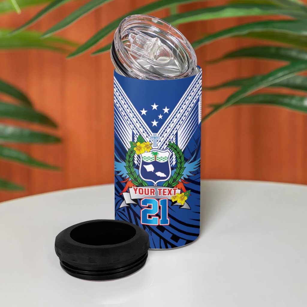Custom Rugby Toa Samoa 4 in 1 Can Cooler Tumbler Samoa mo Samoa Strength in Tatau - Polynesian Pride