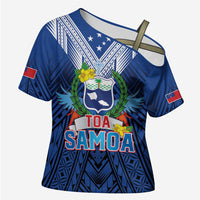 Custom Rugby Toa Samoa Cross Shoulder Shirt Samoa mo Samoa Strength in Tatau - Polynesian Pride