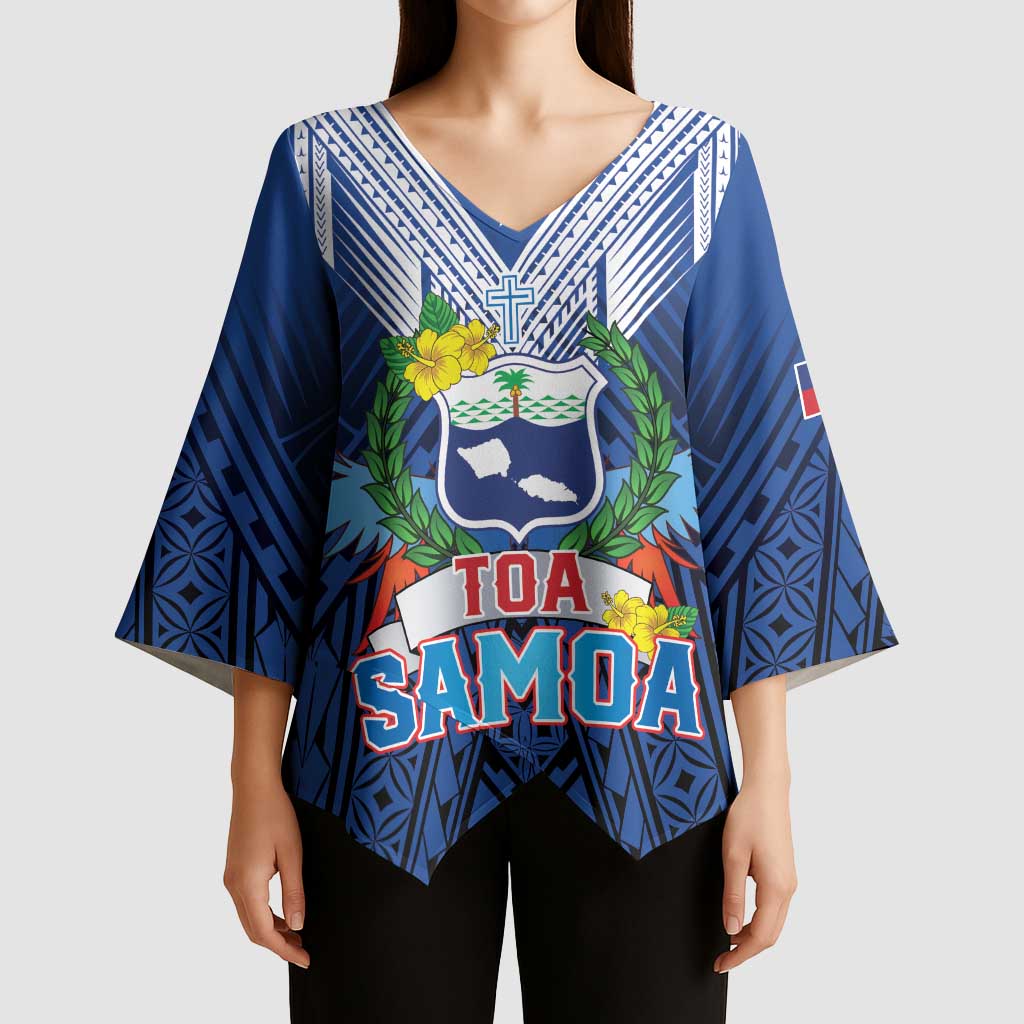 Custom Rugby Toa Samoa Kimono Sleeve Blouse Samoa mo Samoa Strength in Tatau - Polynesian Pride