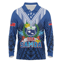 Custom Rugby Toa Samoa Long Sleeve Polo Shirt Samoa mo Samoa Strength in Tatau - Polynesian Pride