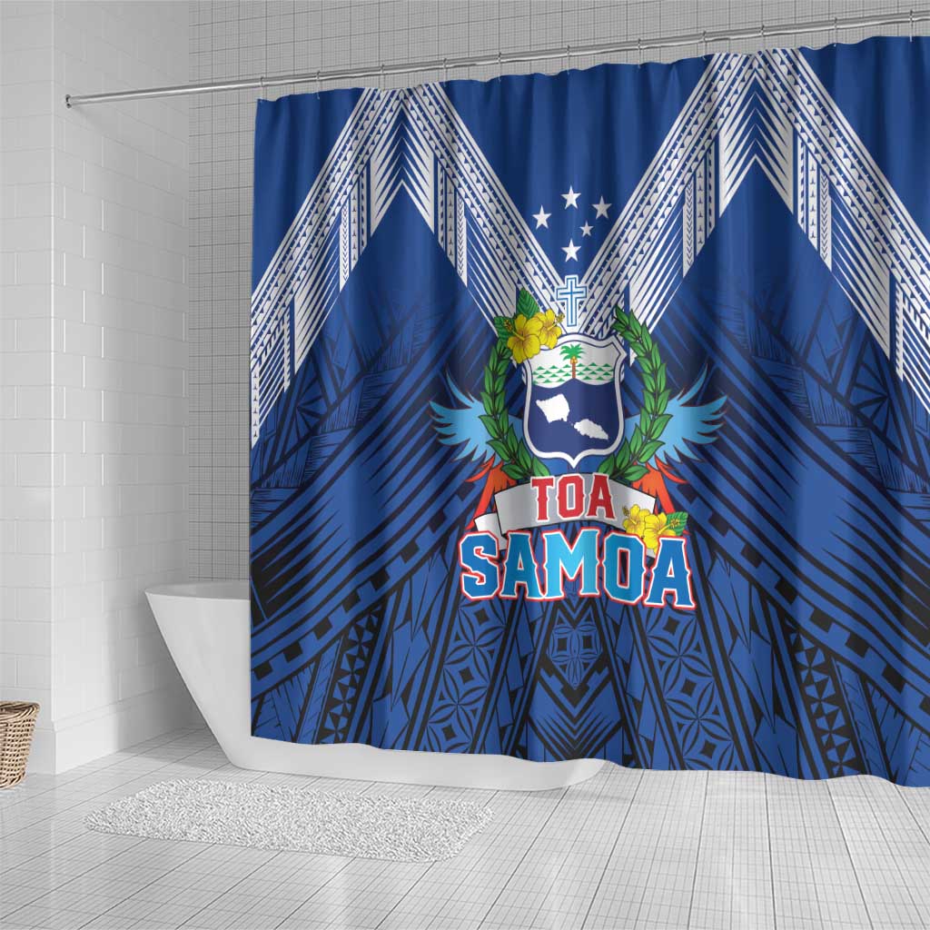 Rugby Toa Samoa Shower Curtain Samoa mo Samoa Strength in Tatau - Polynesian Pride
