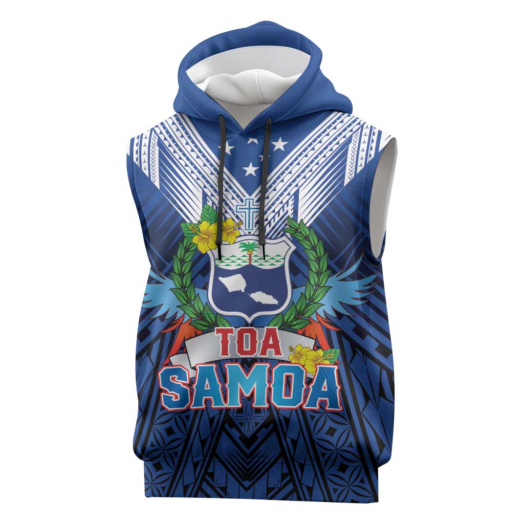 Custom Rugby Toa Samoa Sleeveless Hoodie Samoa mo Samoa Strength in Tatau - Polynesian Pride