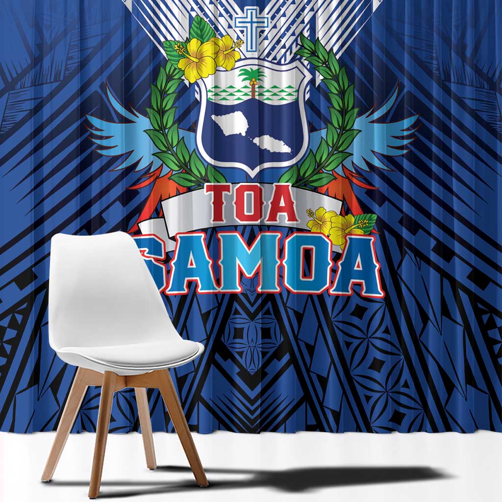 Rugby Toa Samoa Window Curtain Samoa mo Samoa Strength in Tatau - Polynesian Pride