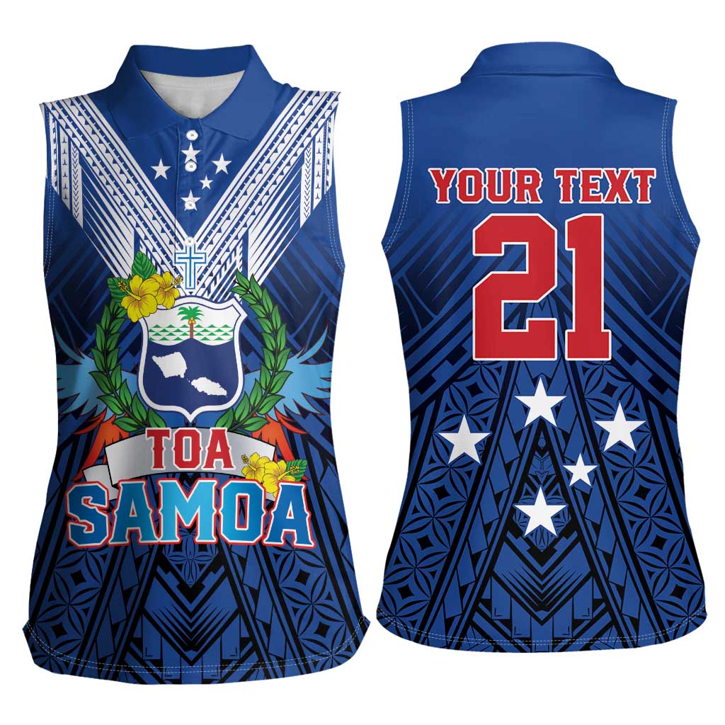 Custom Rugby Toa Samoa Women Sleeveless Polo Shirt Samoa mo Samoa Strength in Tatau - Polynesian Pride