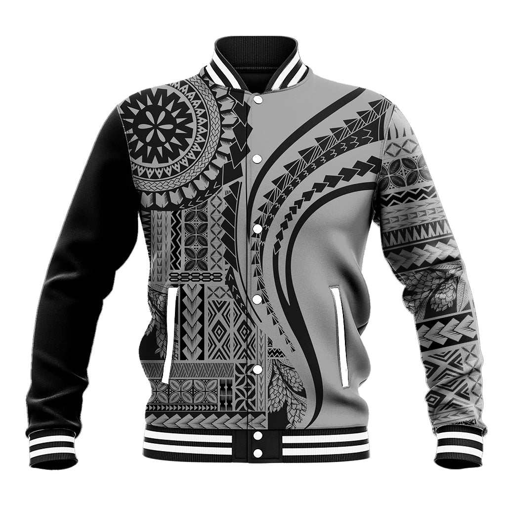 Samoa Siapo Arty Baseball Jacket Black Style LT9 Unisex Black - Polynesian Pride