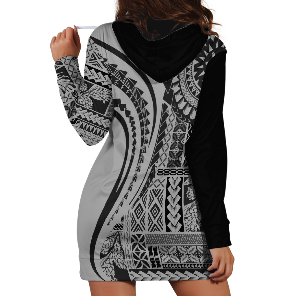 Samoa Siapo Arty Hoodie Dress Black Style LT9 - Polynesian Pride