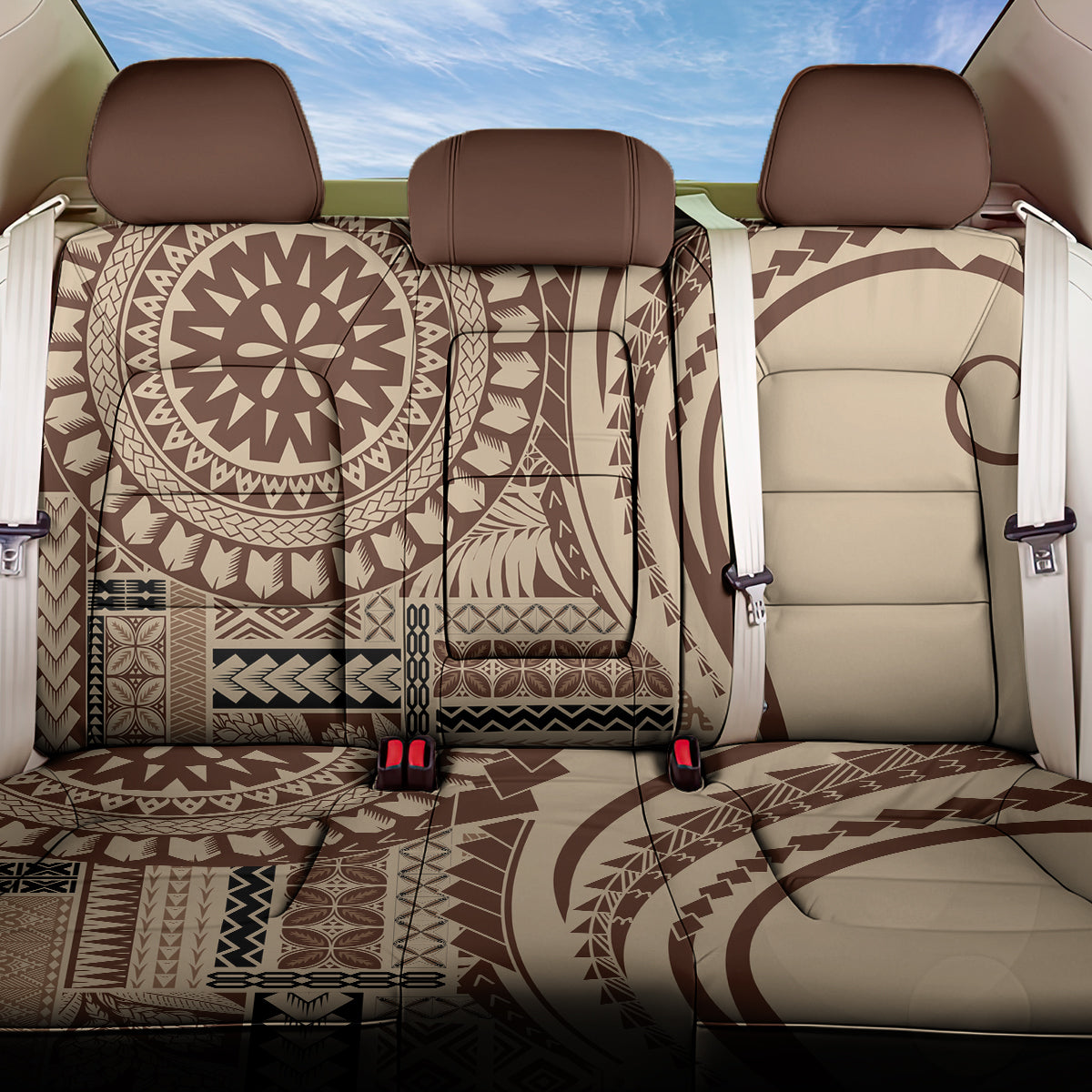 Samoa Siapo Arty Back Car Seat Cover Brown Style LT9 One Size Brown - Polynesian Pride