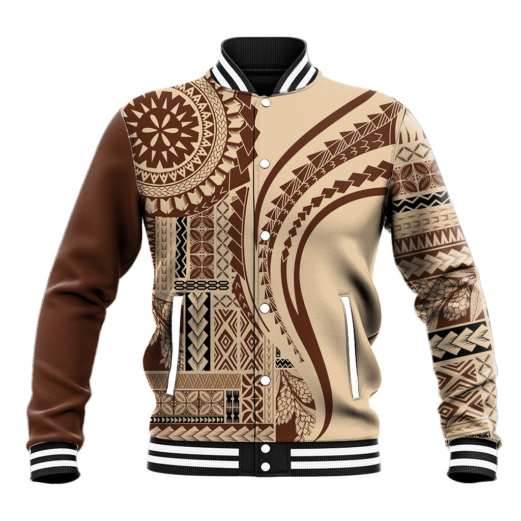 Samoa Siapo Arty Baseball Jacket Brown Style LT9 Unisex Brown - Polynesian Pride