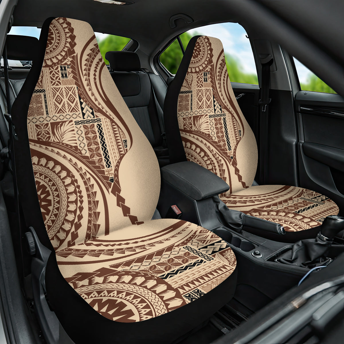 Samoa Siapo Arty Car Seat Cover Brown Style LT9 One Size Brown - Polynesian Pride
