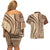 Samoa Siapo Arty Couples Matching Off Shoulder Short Dress and Hawaiian Shirt Brown Style LT9 - Polynesian Pride