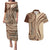 Samoa Siapo Arty Couples Matching Puletasi Dress and Hawaiian Shirt Brown Style LT9 Brown - Polynesian Pride