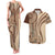 Samoa Siapo Arty Couples Matching Tank Maxi Dress and Hawaiian Shirt Brown Style LT9 Brown - Polynesian Pride
