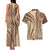Samoa Siapo Arty Couples Matching Tank Maxi Dress and Hawaiian Shirt Brown Style LT9 - Polynesian Pride