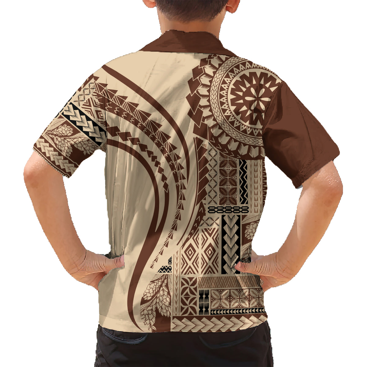 Samoa Siapo Arty Kid Hawaiian Shirt Brown Style LT9 - Polynesian Pride