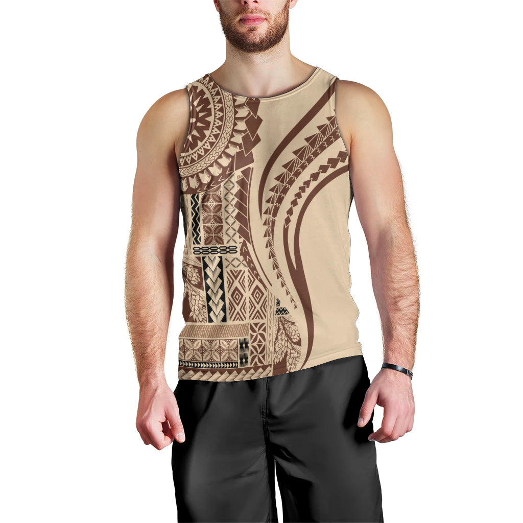 Samoa Siapo Arty Men Tank Top Brown Style LT9 - Polynesian Pride