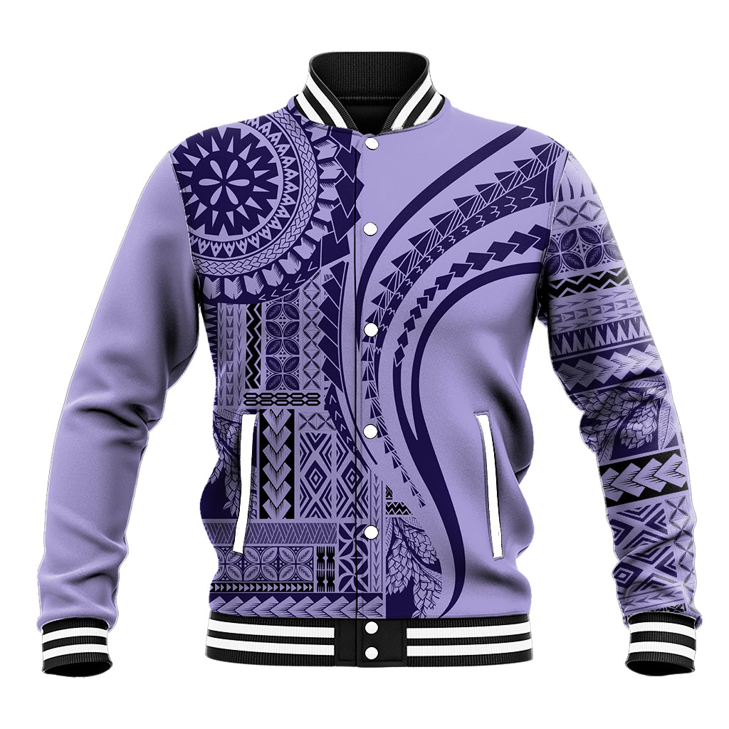 Samoa Siapo Arty Baseball Jacket Purple Style LT9 Unisex Purple - Polynesian Pride