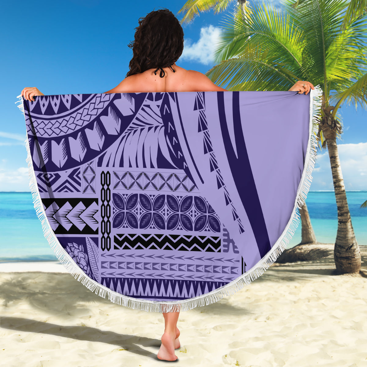 Samoa Siapo Arty Beach Blanket Purple Style LT9 - Polynesian Pride