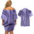 Samoa Siapo Arty Couples Matching Off Shoulder Short Dress and Hawaiian Shirt Purple Style LT9 - Polynesian Pride