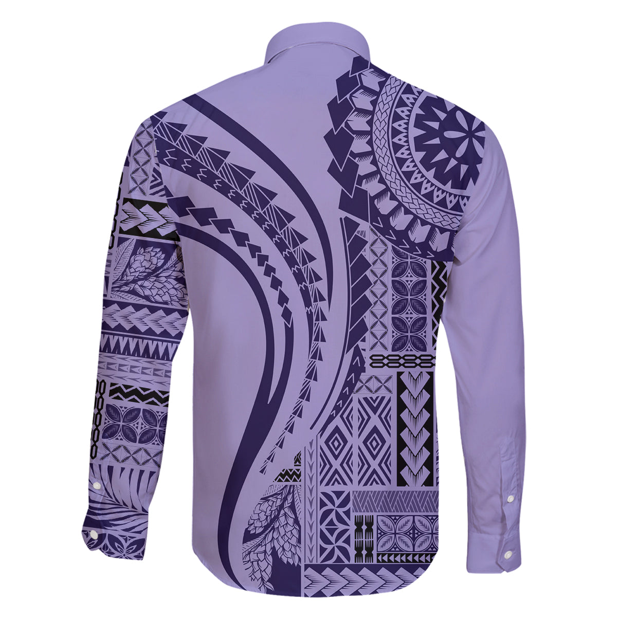 Samoa Siapo Arty Family Matching Long Sleeve Bodycon Dress and Hawaiian Shirt Purple Style LT9 - Polynesian Pride