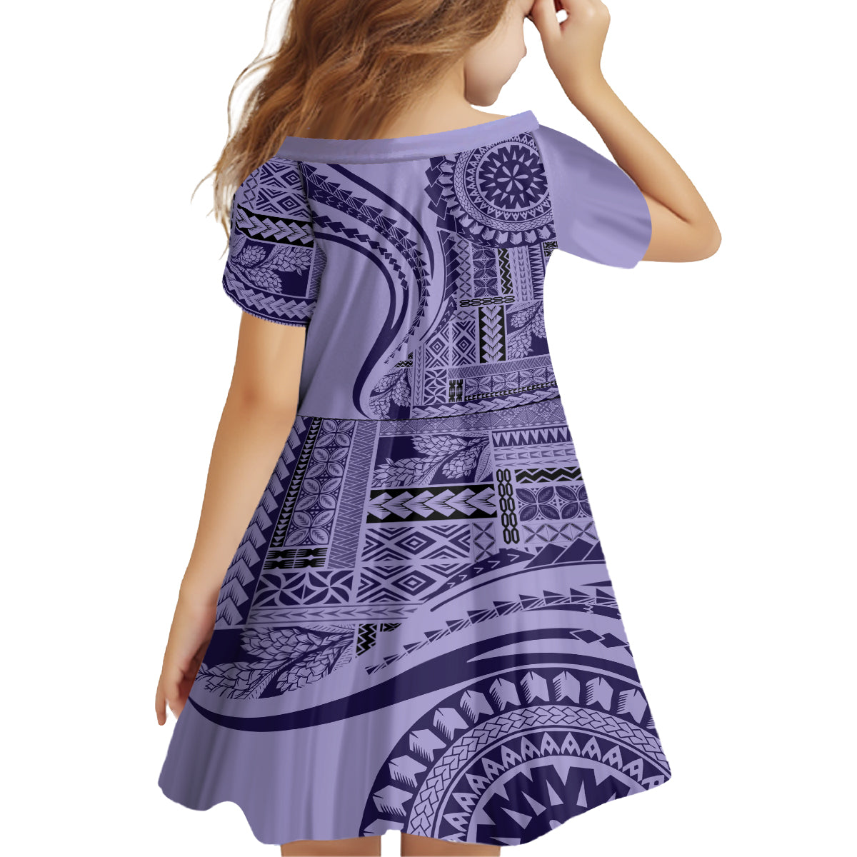 Samoa Siapo Arty Family Matching Tank Maxi Dress and Hawaiian Shirt Purple Style LT9 - Polynesian Pride