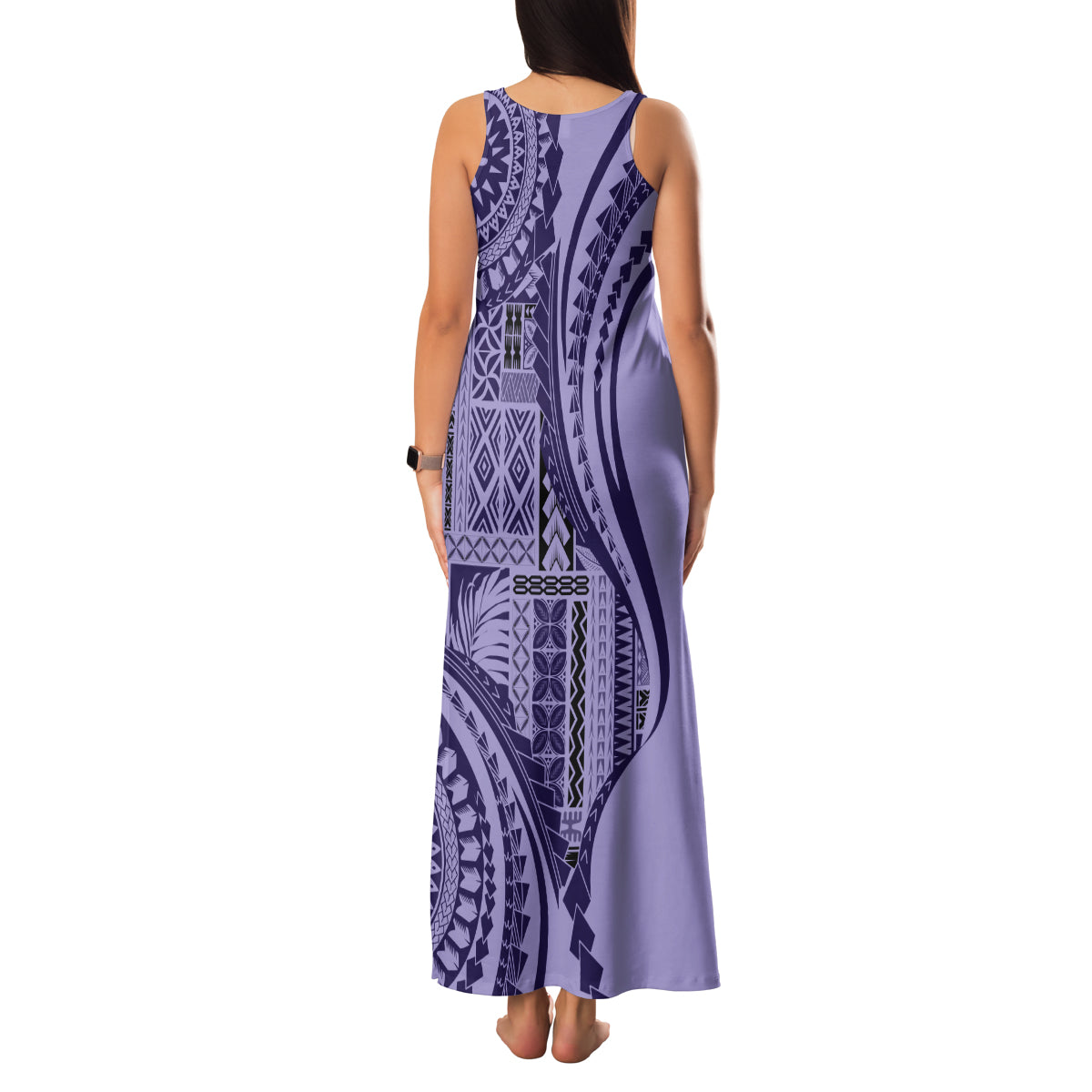 Samoa Siapo Arty Family Matching Tank Maxi Dress and Hawaiian Shirt Purple Style LT9 - Polynesian Pride
