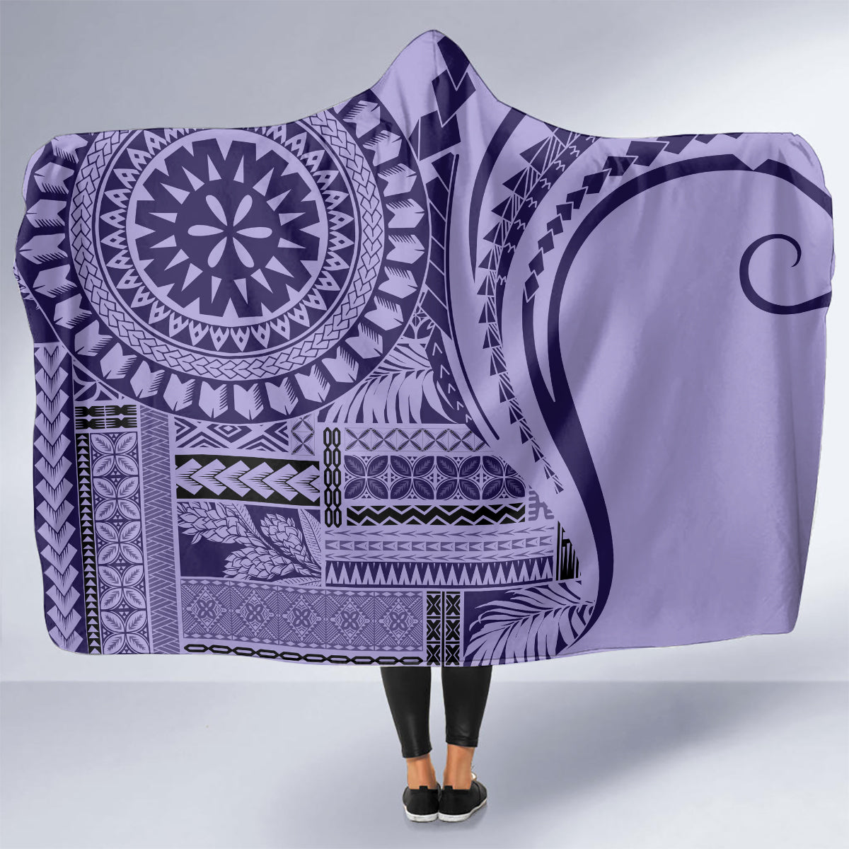 Samoa Siapo Arty Hooded Blanket Purple Style LT9 - Polynesian Pride