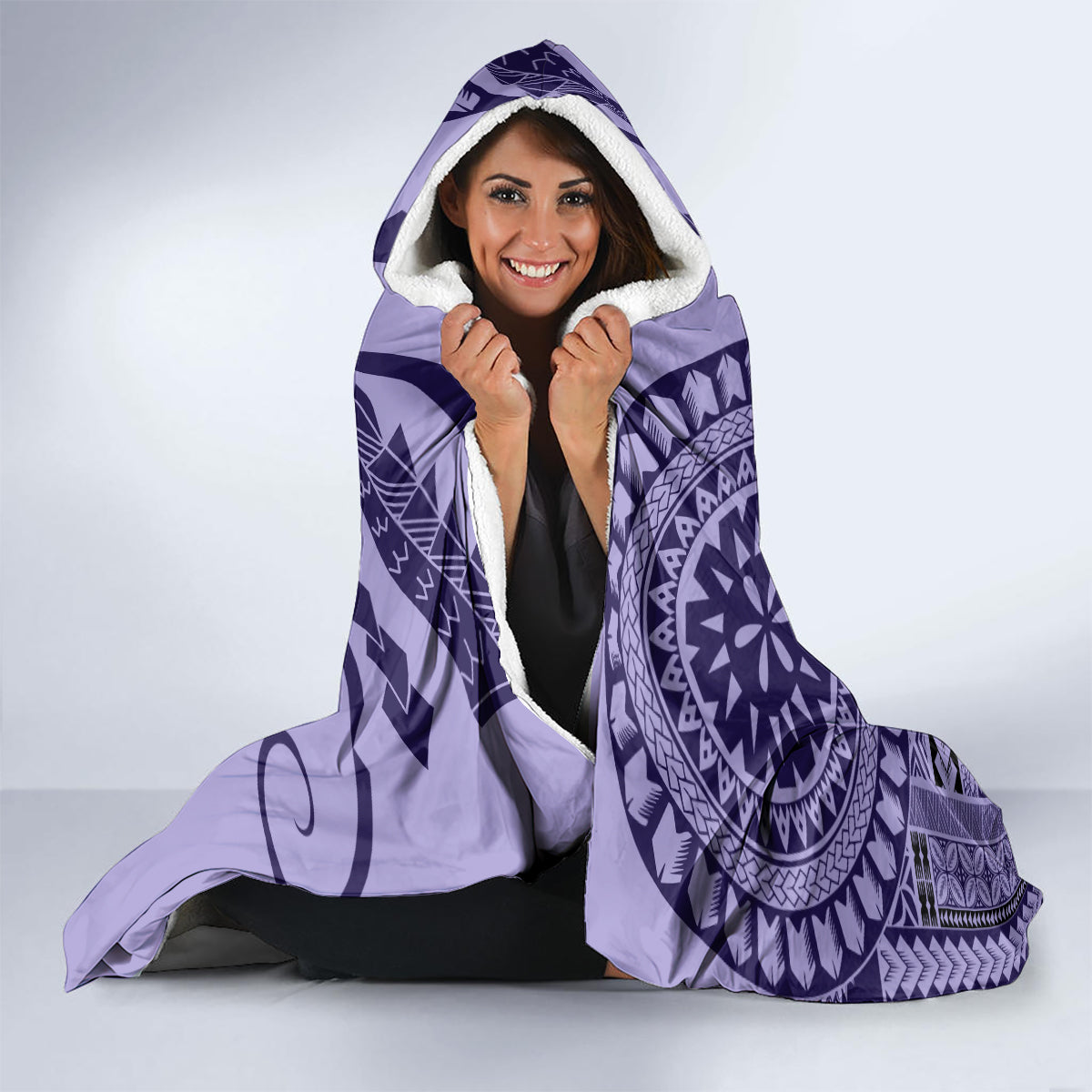 Samoa Siapo Arty Hooded Blanket Purple Style LT9 - Polynesian Pride