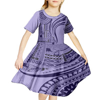 Samoa Siapo Arty Kid Short Sleeve Dress Purple Style LT9 - Polynesian Pride