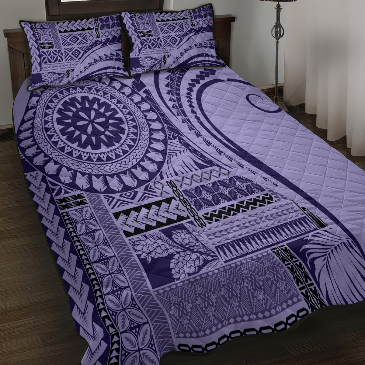 Samoa Siapo Arty Quilt Bed Set Purple Style LT9 - Polynesian Pride