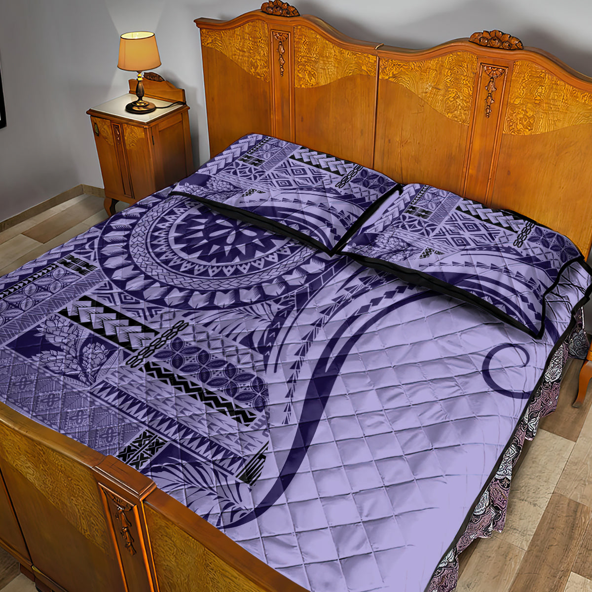 Samoa Siapo Arty Quilt Bed Set Purple Style LT9 - Polynesian Pride
