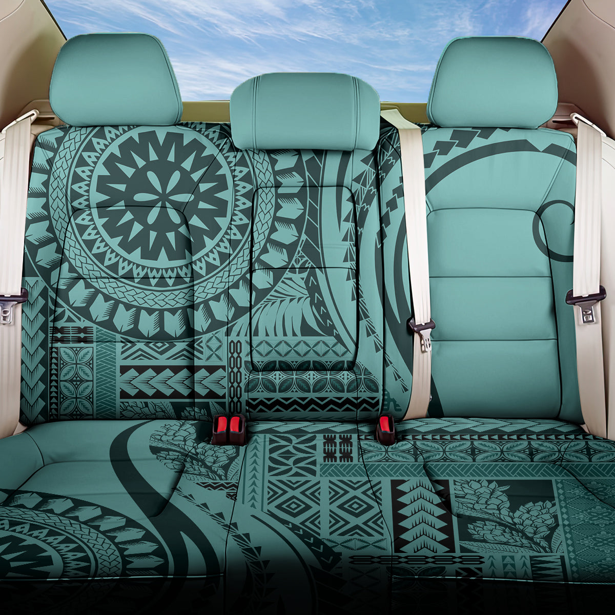 Samoa Siapo Arty Back Car Seat Cover Turquoise Style LT9 One Size Turquoise - Polynesian Pride