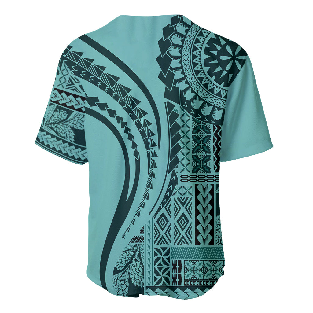 Samoa Siapo Arty Baseball Jersey Turquoise Style LT9 - Polynesian Pride