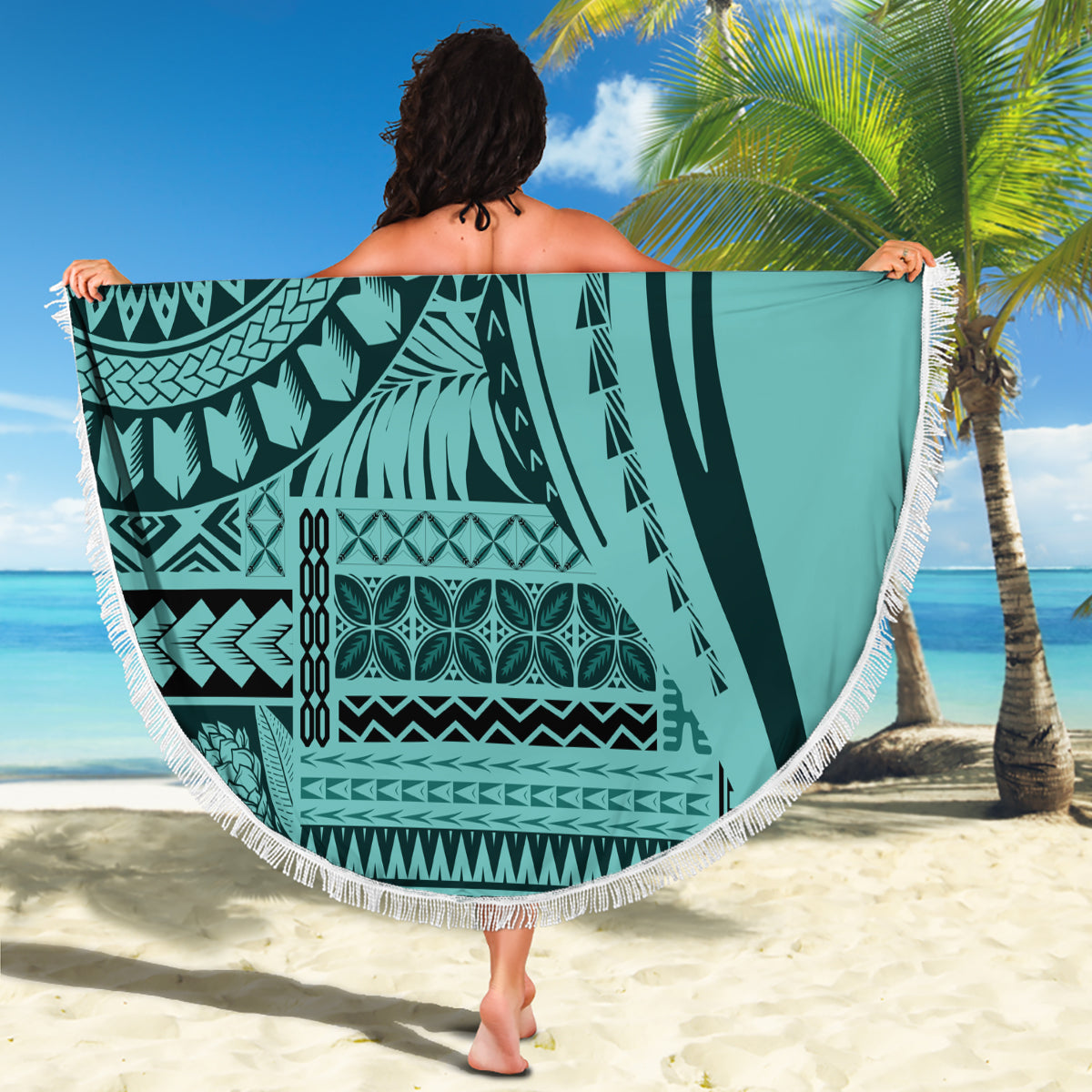 Samoa Siapo Arty Beach Blanket Turquoise Style LT9 - Polynesian Pride