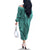 Samoa Siapo Arty Family Matching Off Shoulder Long Sleeve Dress and Hawaiian Shirt Turquoise Style LT9 - Polynesian Pride