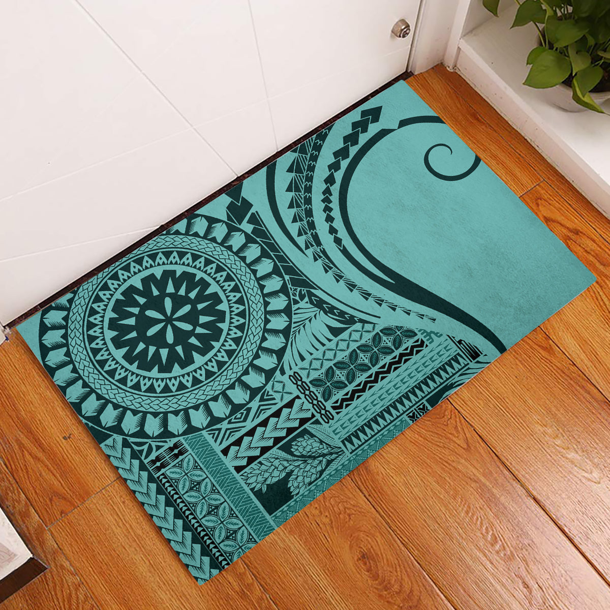 Samoa Siapo Arty Rubber Doormat Turquoise Style LT9 Turquoise - Polynesian Pride