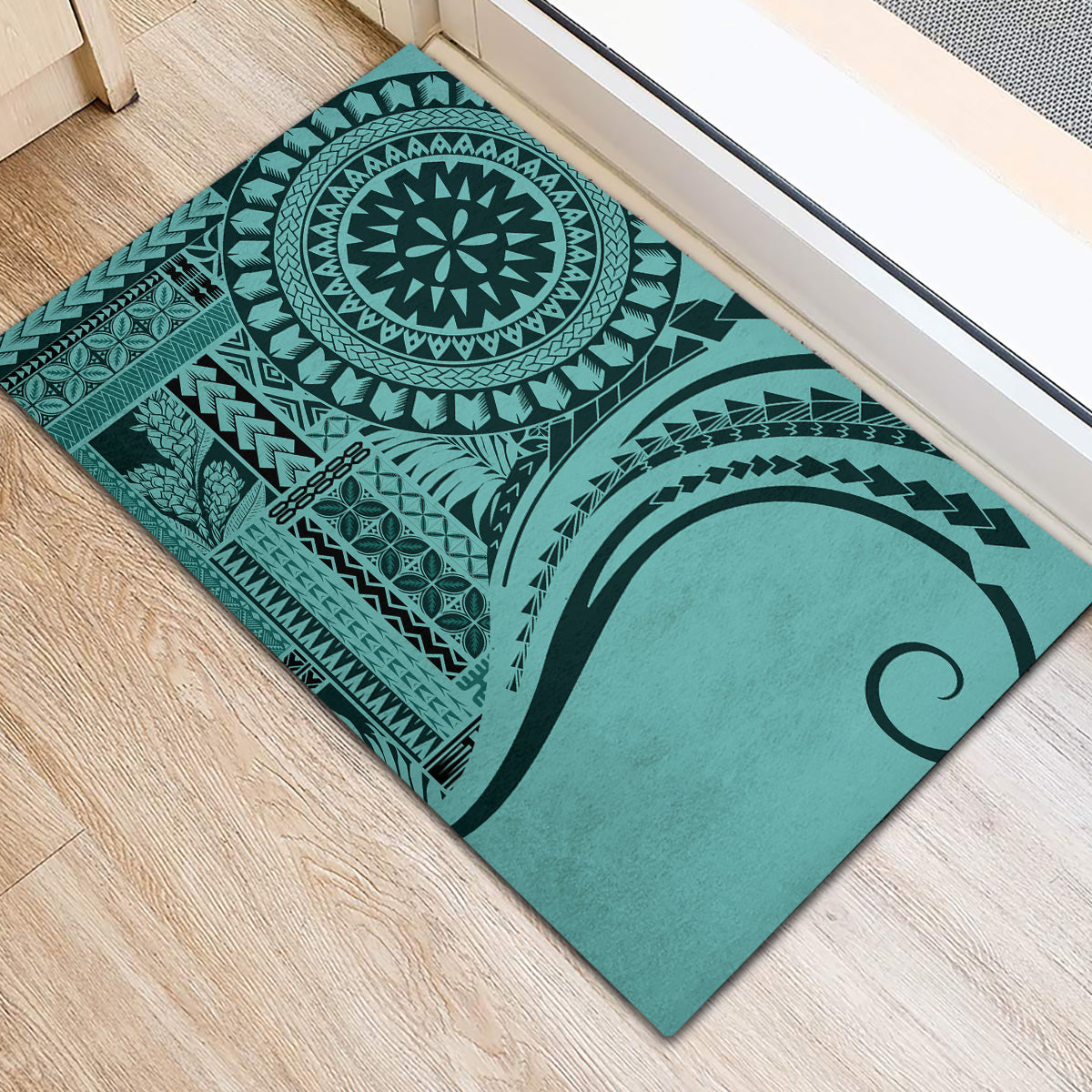 Samoa Siapo Arty Rubber Doormat Turquoise Style LT9 - Polynesian Pride