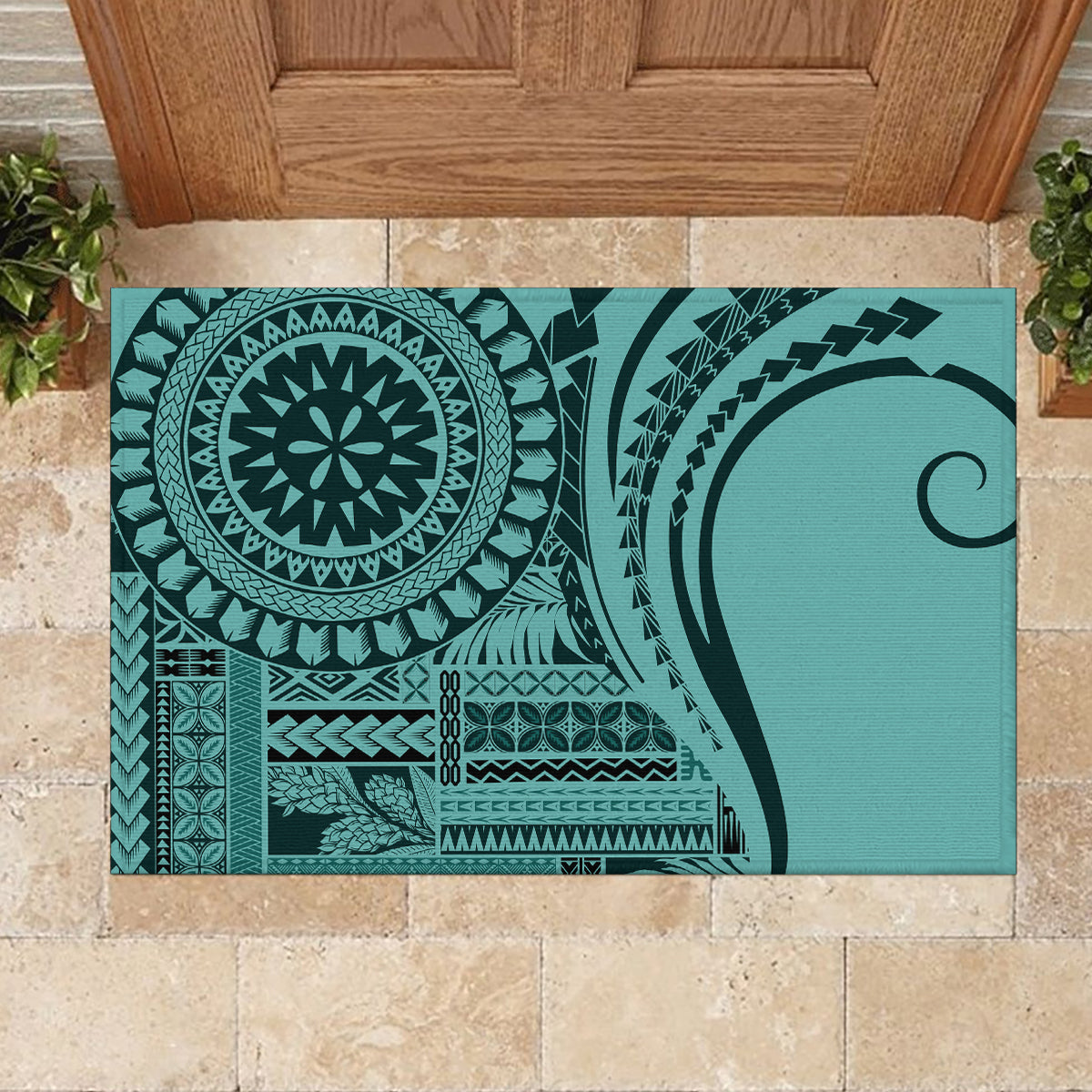 Samoa Siapo Arty Rubber Doormat Turquoise Style LT9 - Polynesian Pride