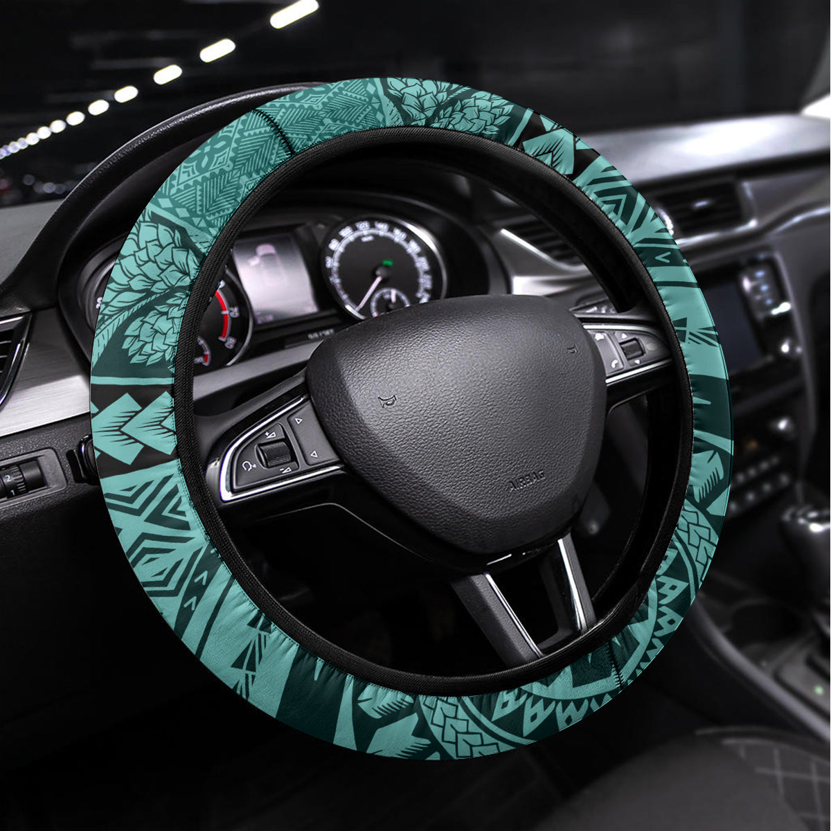 Samoa Siapo Arty Steering Wheel Cover Turquoise Style LT9 Universal Fit Turquoise - Polynesian Pride