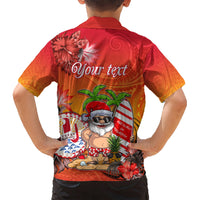 Personalised Wishes in Tahitian Christmas Kid Hawaiian Shirt French Polynesia Santa Beach LT9 - Polynesian Pride