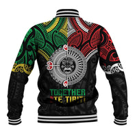 Aotearoa and Cook Islands Mo Te Tiriti Baseball Jacket New Zealand Honour The Treaty Ake!Ake!Ake!