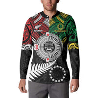 Aotearoa and Cook Islands Mo Te Tiriti Button Sweatshirt New Zealand Honour The Treaty Ake!Ake!Ake!
