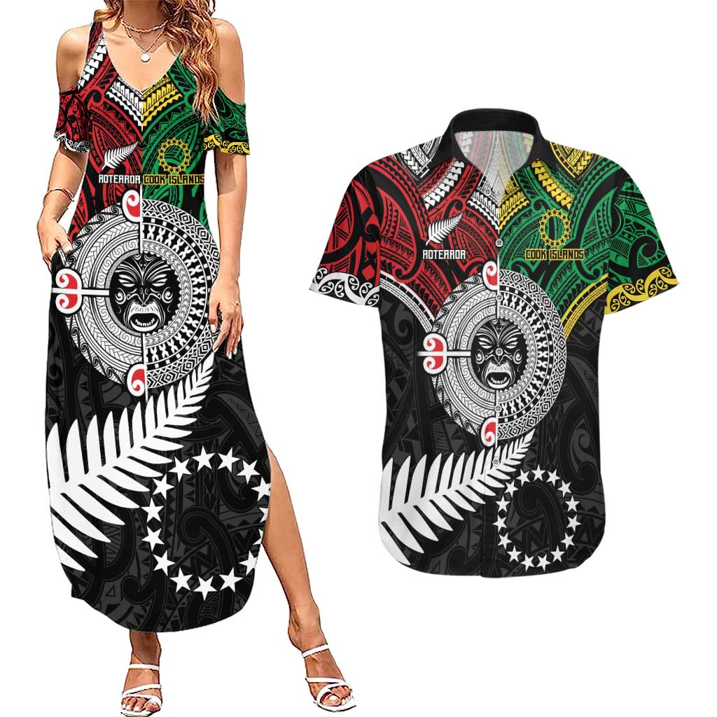 Aotearoa and Cook Islands Mo Te Tiriti Couples Matching Summer Maxi Dress and Hawaiian Shirt New Zealand Honour The Treaty Ake!Ake!Ake!