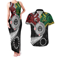 Aotearoa and Cook Islands Mo Te Tiriti Couples Matching Tank Maxi Dress and Hawaiian Shirt New Zealand Honour The Treaty Ake!Ake!Ake!
