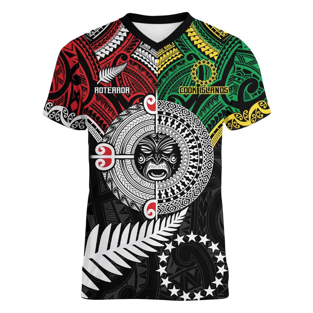 Aotearoa and Cook Islands Mo Te Tiriti Women V-Neck T-Shirt New Zealand Honour The Treaty Ake!Ake!Ake!