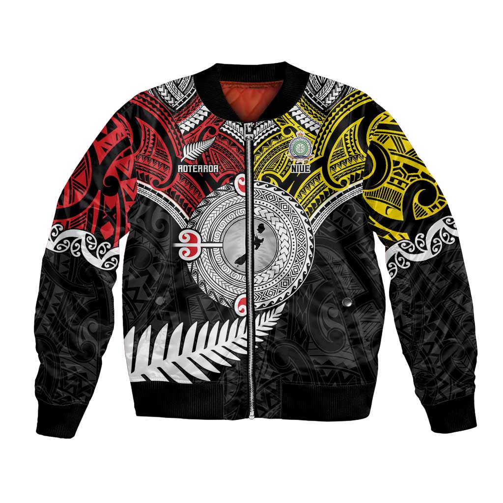 Aotearoa and Niue Mo Te Tiriti Bomber Jacket New Zealand Honour The Treaty Ake!Ake!Ake! LT9 Unisex Gold - Polynesian Pride