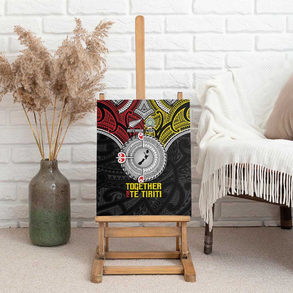 Aotearoa and Niue Mo Te Tiriti Canvas Wall Art New Zealand Honour The Treaty Ake!Ake!Ake!
