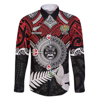 Aotearoa and Tonga Mo Te Tiriti Family Matching Mermaid Dress and Hawaiian Shirt New Zealand Honour The Treaty Ake!Ake!Ake! LT9 Dad's Shirt - Long Sleeve Red - Polynesian Pride